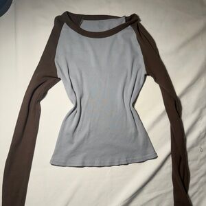 Brandy Melville Brown and Gray Long Sleeve Top